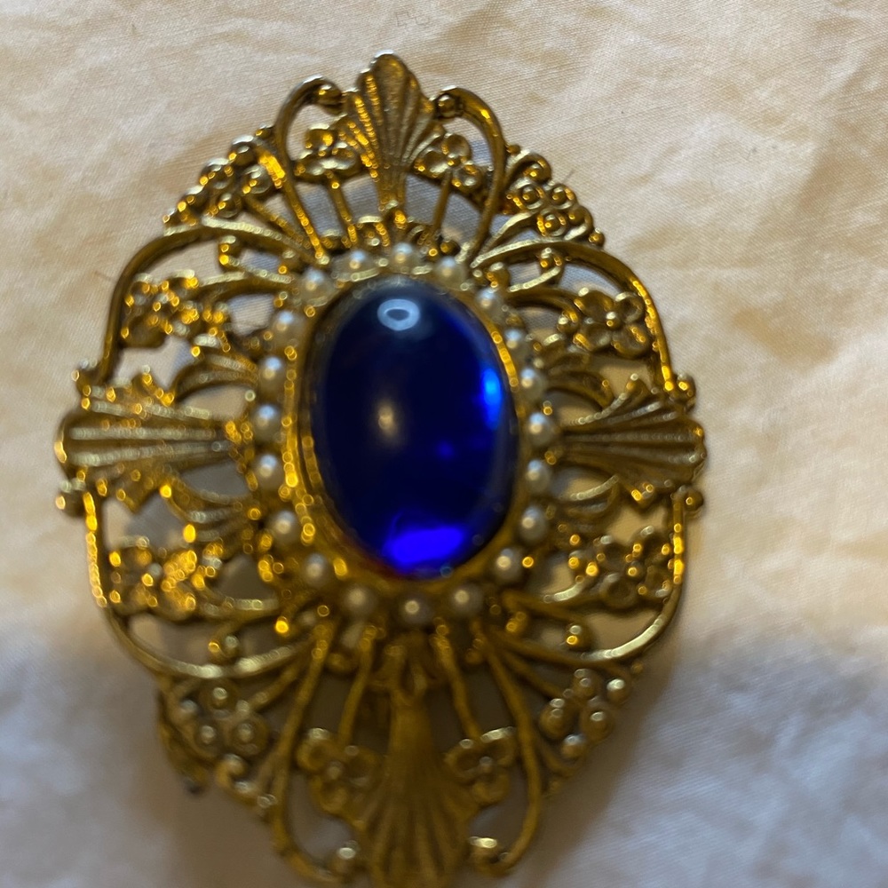 Blue/gold Vintage brooch